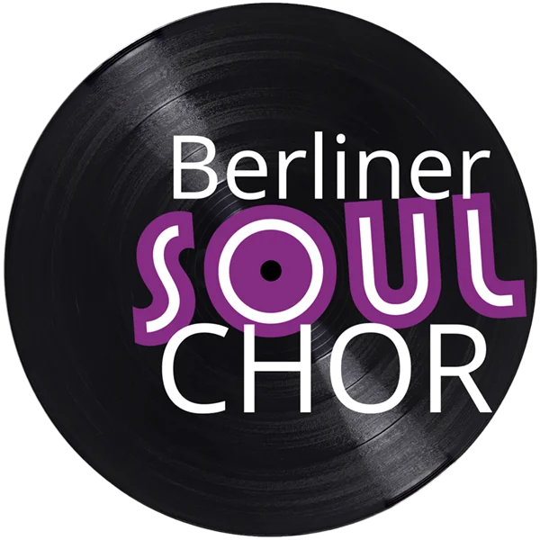 BSC Logo26 600 Logo Berliner Soulchor: Vinylplatte mit weißer und lila Schrift